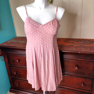 American Rag Y2K Polka Dot Babydoll Mini Sweetheart Preppy Barbiecore Pink L